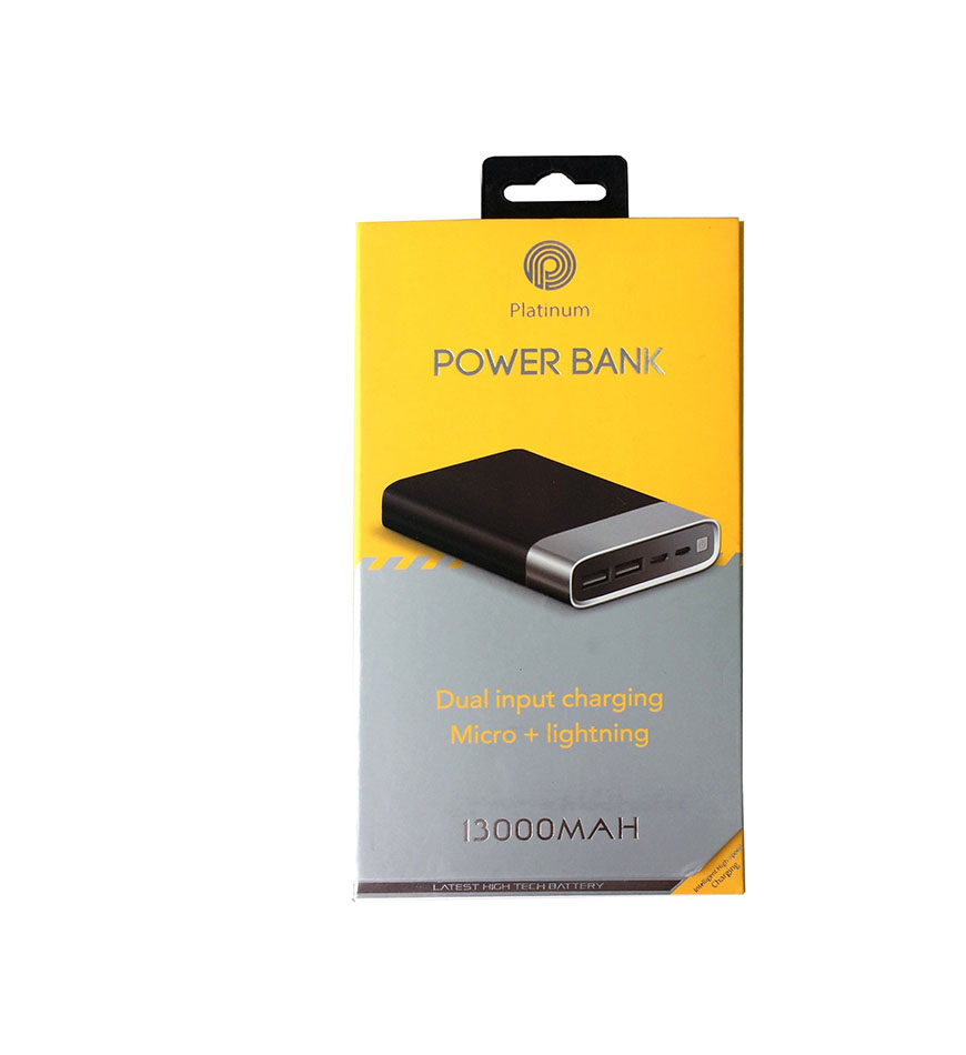 PLATINUM POWER BANK WITH TYPE C & DISPLAY -13,000 MAH - PP-9004