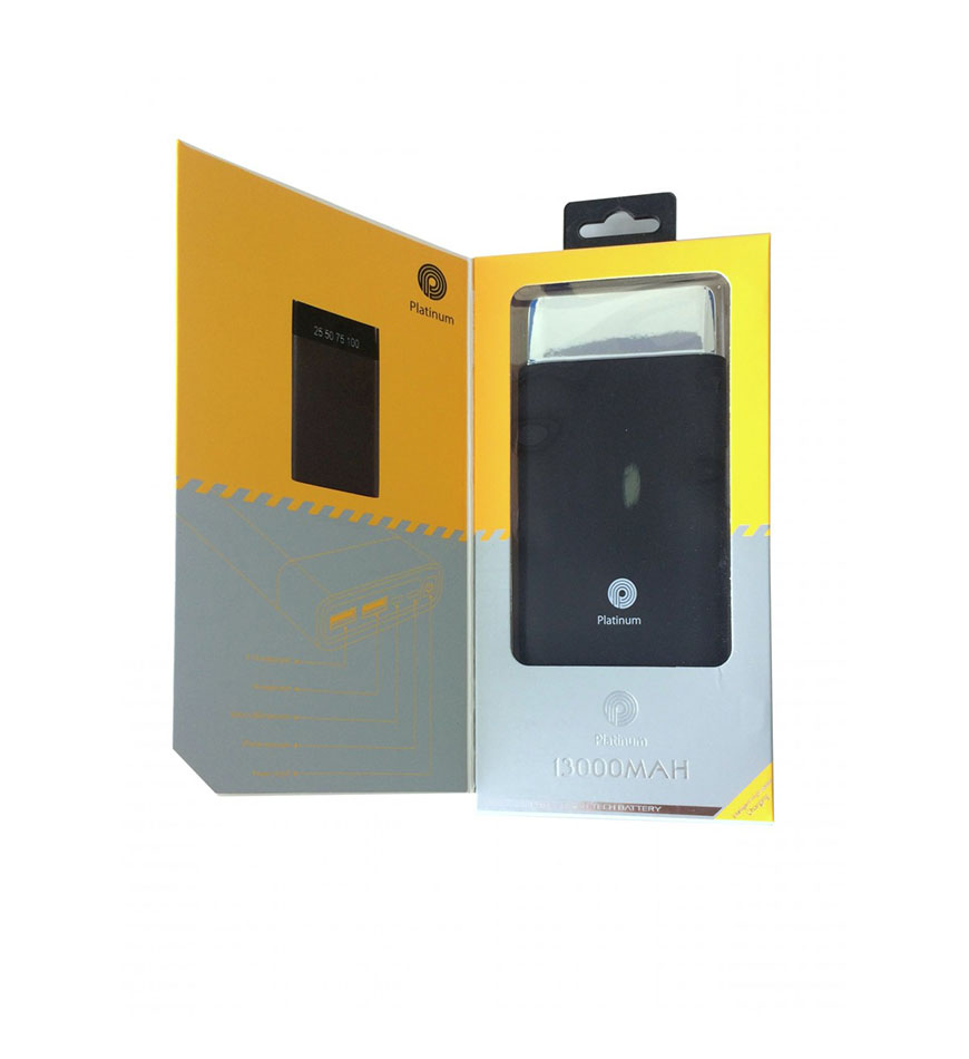 PLATINUM POWER BANK WITH TYPE C & DISPLAY -13,000 MAH - PP-9004
