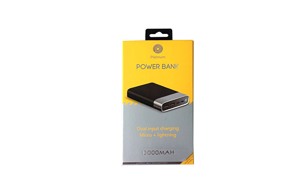 PLATINUM POWER BANK WITH TYPE C & DISPLAY -13,000 MAH - PP-9004