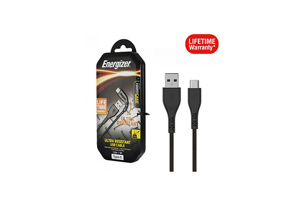 ENERGIZER ULTRA RESISTANT CABLE USB-C 2.0 - LIFETIME WARRANTY - 1.2M - BLACK - C41C2AGBKM