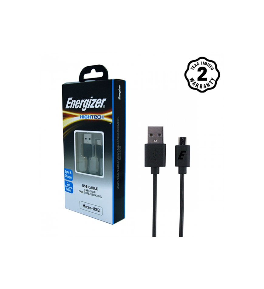 ENERGIZER HIGH-TECH MICRO-USB CABLE - BLACK - 2 MTR -C11UBMCKBK4