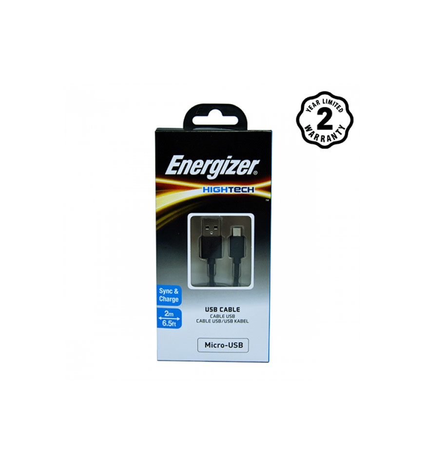 ENERGIZER HIGH-TECH MICRO-USB CABLE - BLACK - 2 MTR -C11UBMCKBK4