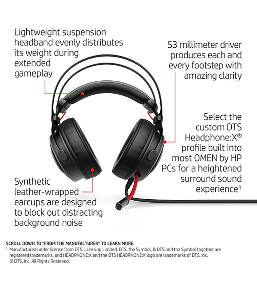 HP OMEN 800 -WIRED GAMING HEADSET -1KF76AA
