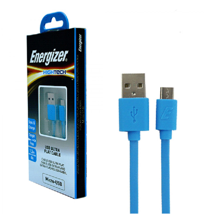 ENERGIZER HIGH-TECH FLAT USB MICRO- USB CABLE - BLUE 1.2M - C21UBMCGBL4