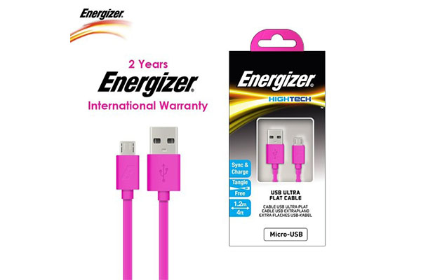 ENERGIZER HIGH-TECH FLAT USB MICRO-USB CABLE - PINK 1.2M - C21UBMCGPK4
