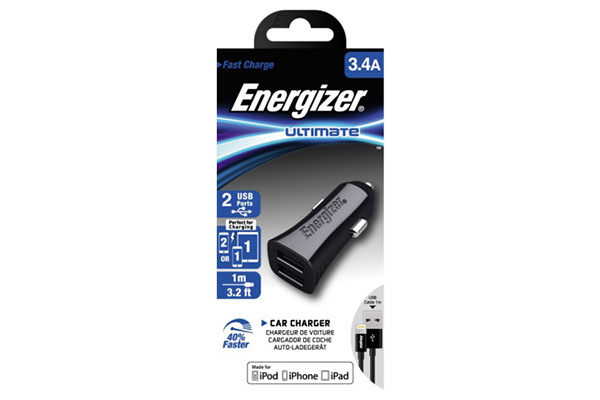 ENERGIZER ULTRA CAC LIGHTNING IPHONE CABLE 3.4A - 2 USB - BLACK - DCK2CULI3