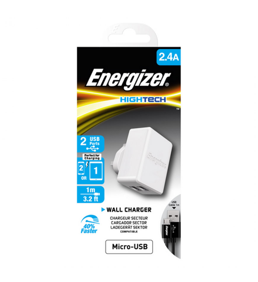 ENERGIZER ULTRA WALL CHARGER - LIGHTNING 3.4A - 2 USB UK WHITE - ACA2CUKULI3