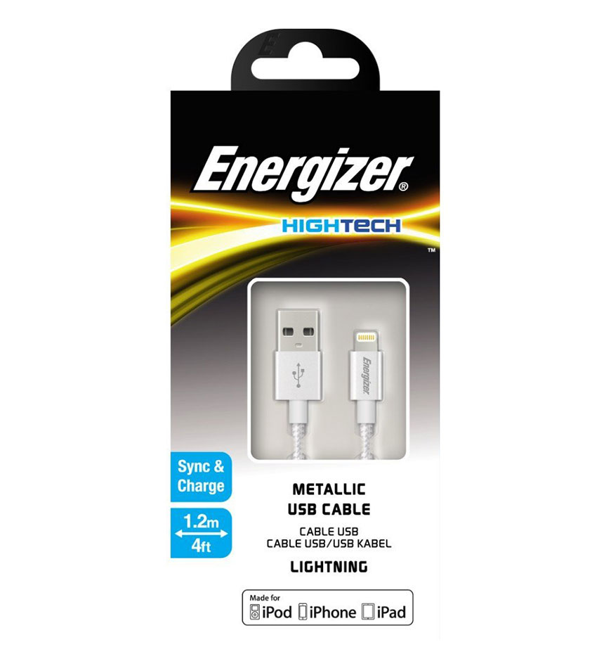 ENERGIZER HIGH-TECH USB LIGHTNING IPHONE CABLE ALU - SILVER 1.2M - C13UBLIGSL4