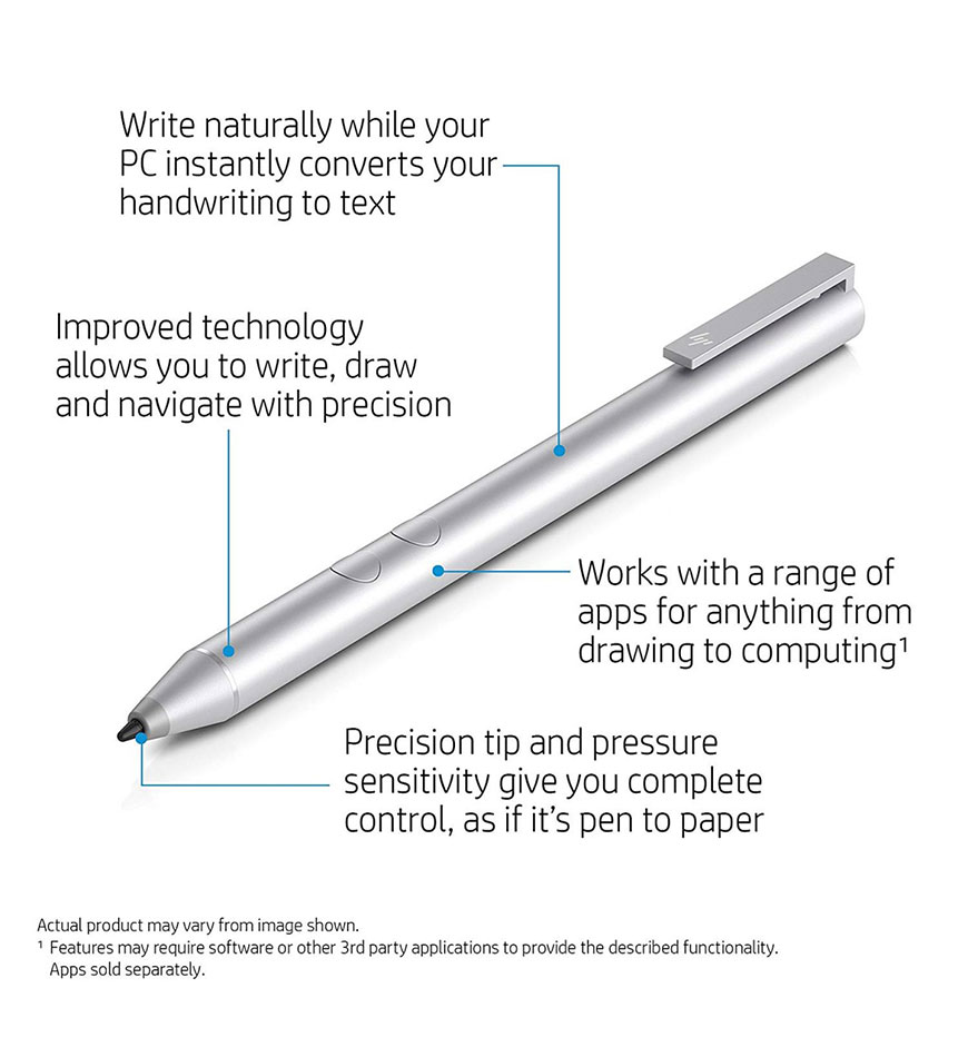 HP DIGITAL PEN FOR TOUCHSCREEN COMPUTERS, LAPTOPS AND TABLETS - 1MR94AA - SILVER