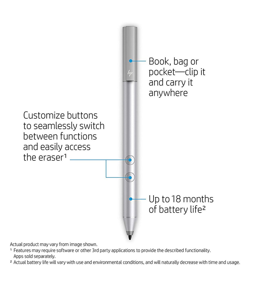 HP DIGITAL PEN FOR TOUCHSCREEN COMPUTERS, LAPTOPS AND TABLETS - 1MR94AA - SILVER