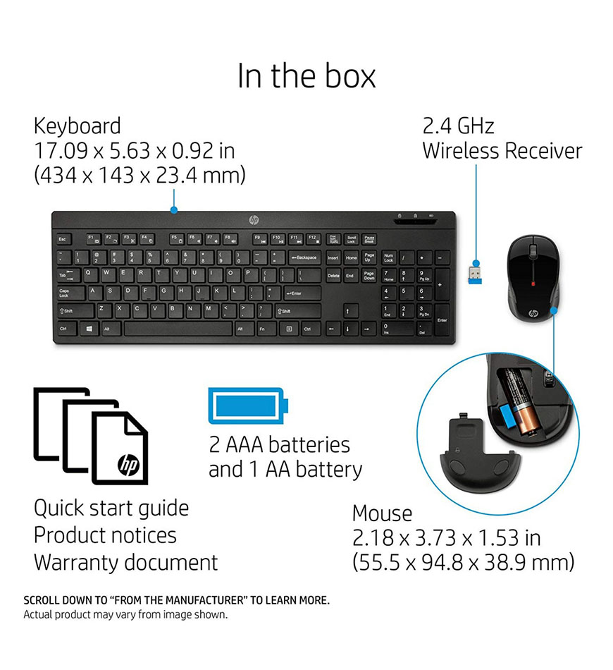 HP WIRELESS KEYBOARD MOUSE 200 - Z3Q63AA - BLACK