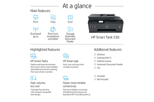 HP Smart Tank 530 AiO Printer - 4SB24A