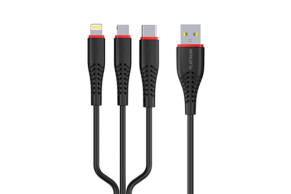 Platinum SMART Series Car Charger QC + 3in1 Cable - Black - P-BDCLAQ3N1