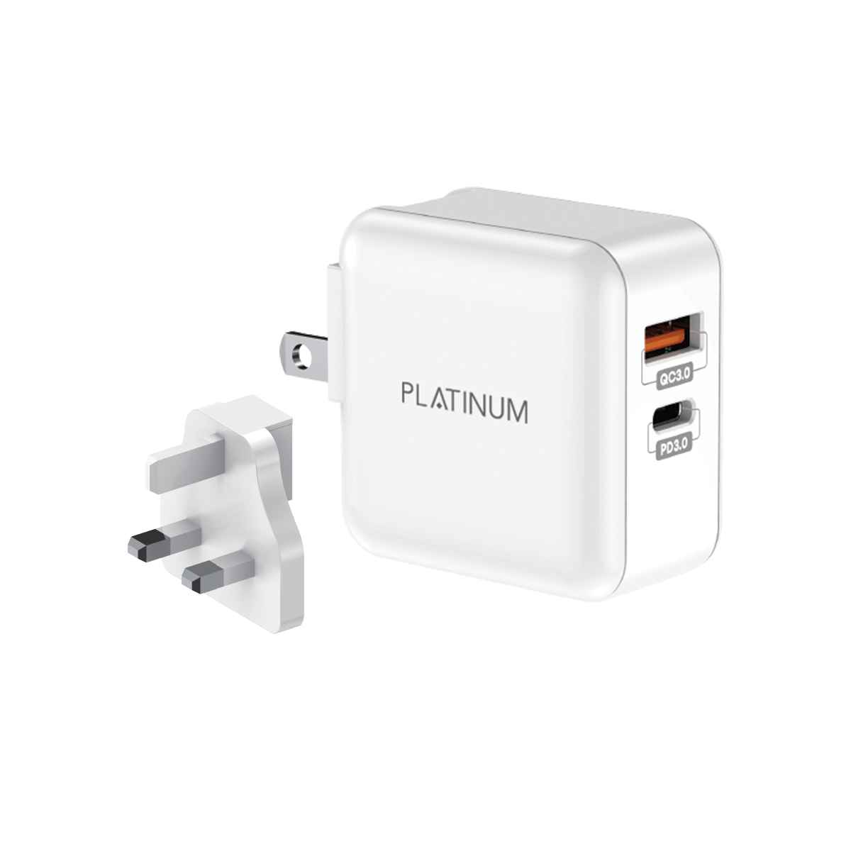 BRIGHT Series UK Wall Charger PD + QC - White