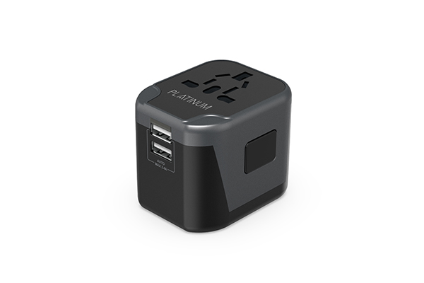 Platinum Universal Travel Adapter Dual USB 2.4A – Black - P-UTAUSB2BK