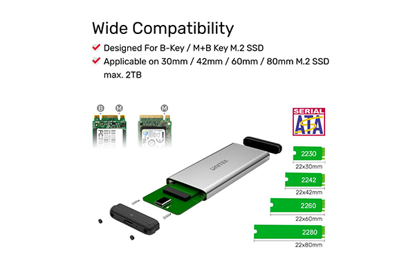 Unitek USB3.0 M.2 SSD (NGFF/SATA) Aluminium Enclosure